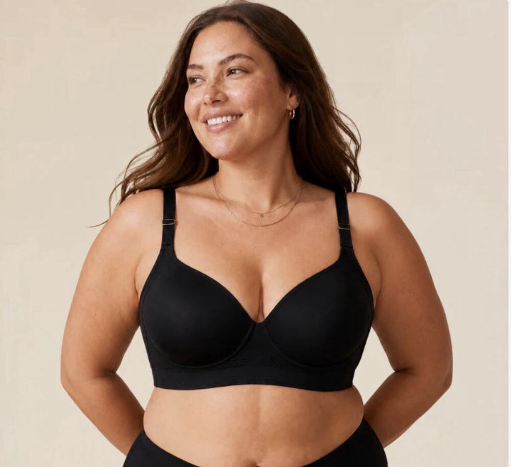 Shapedly 38E Black Solid Push Up Bra Back Smoothing Adjustable Hook & Eye
